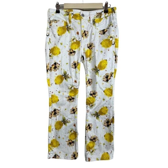 Pilcro and‎ the Letterpress Size 28 High-Rise Bootcut White Yellow Floral Pants - Picture 1 of 8